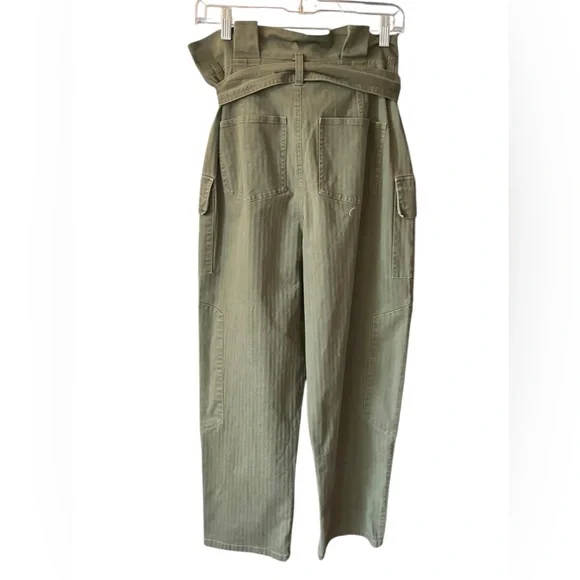 Marissa Webb Green Paper Bag Vintage Wash Pants Size 12 - Picture 8 of 10